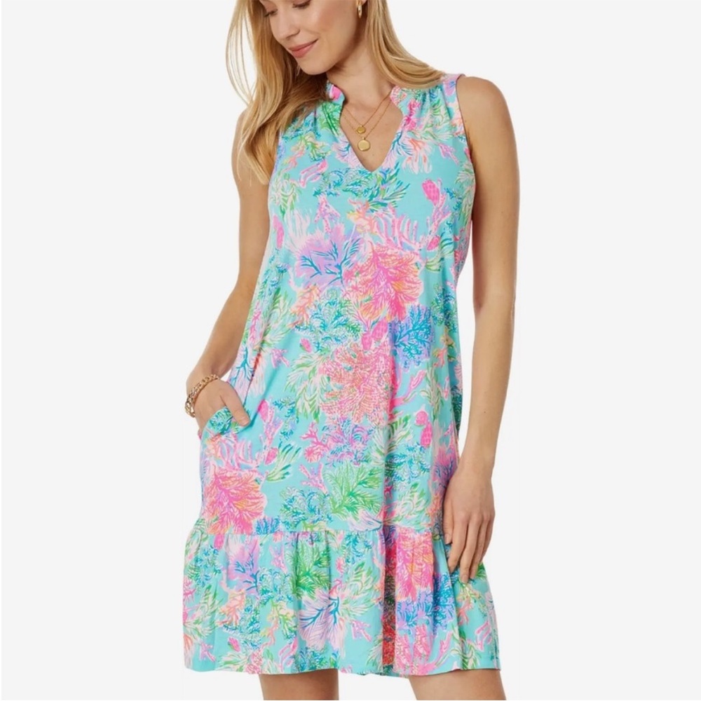 🪸NWT Lilly Pulitzer Malone Tiered Swing Dress, Celestial Blue Cay to My Heart 🪸